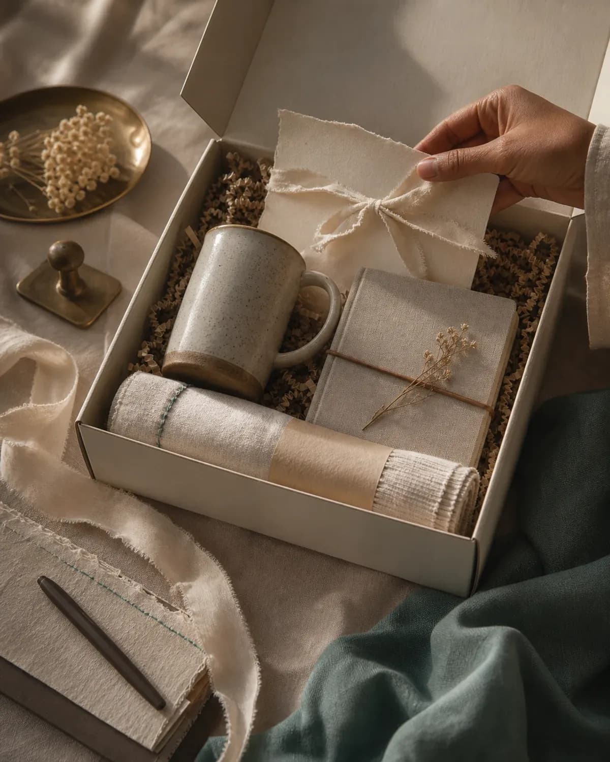 Useful handmade employee welcome kit with restrained packaging